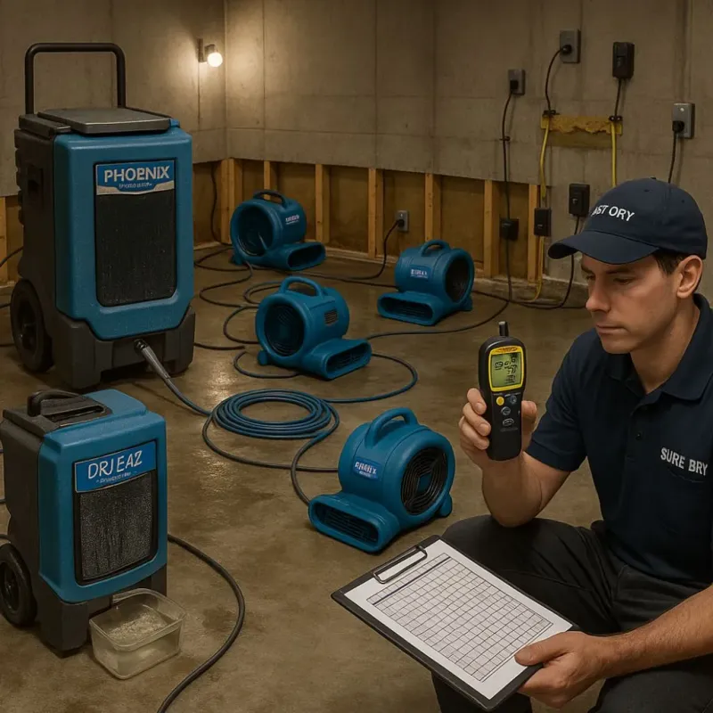 Structural Drying and Dehumidification process in Durand, IL